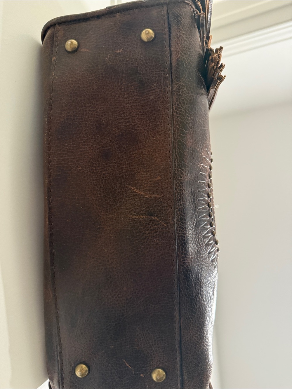 Patricia Nash Brown Leather Shoulder Bag with Tassel & Medallion - Picture 5 of 13